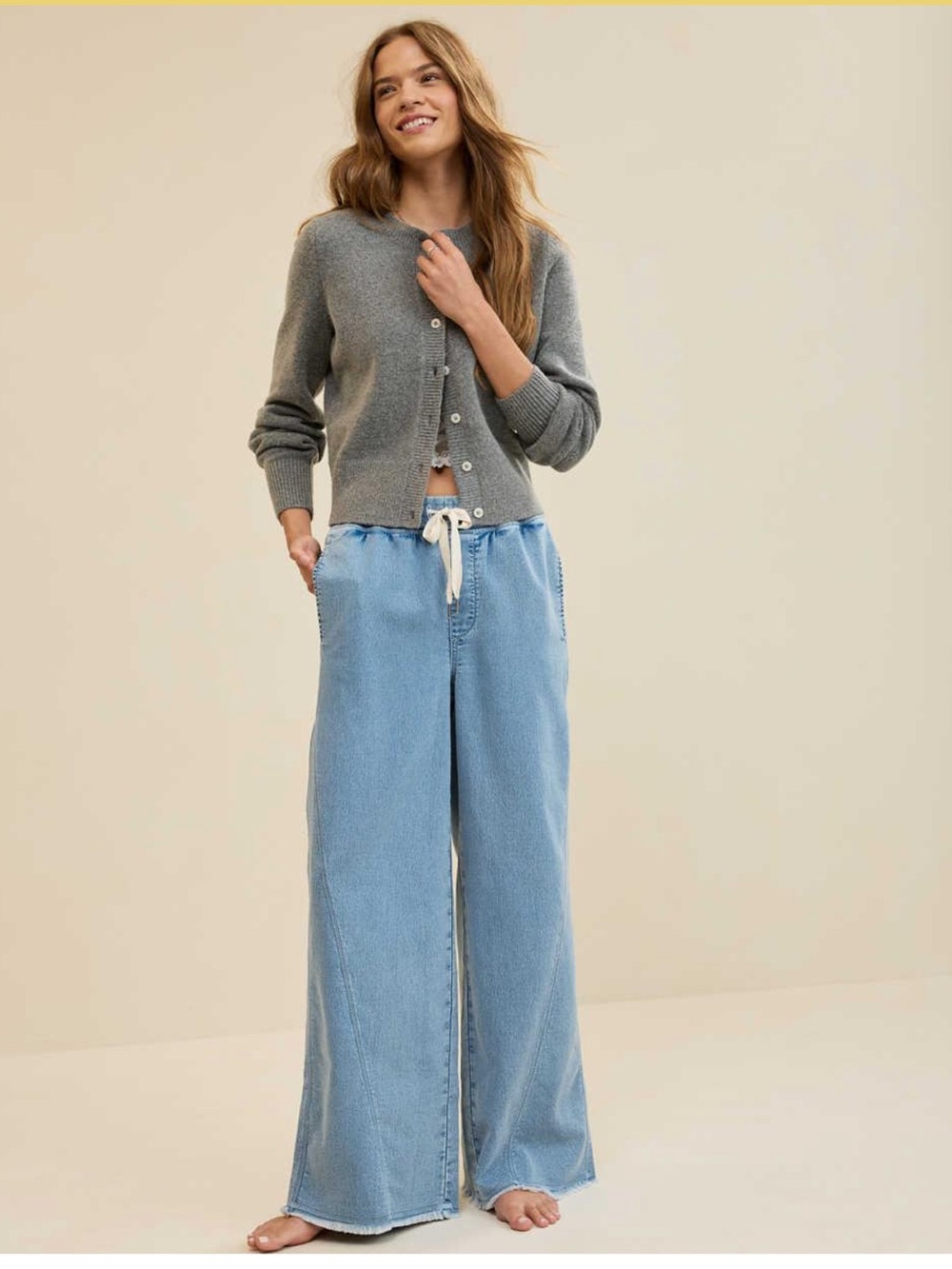 aerie denim wide leg pant